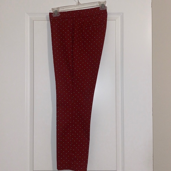 Express Women’s Pants Size 2 Red White Polka Dot Slim Fit New Without Tag - Picture 2 of 4